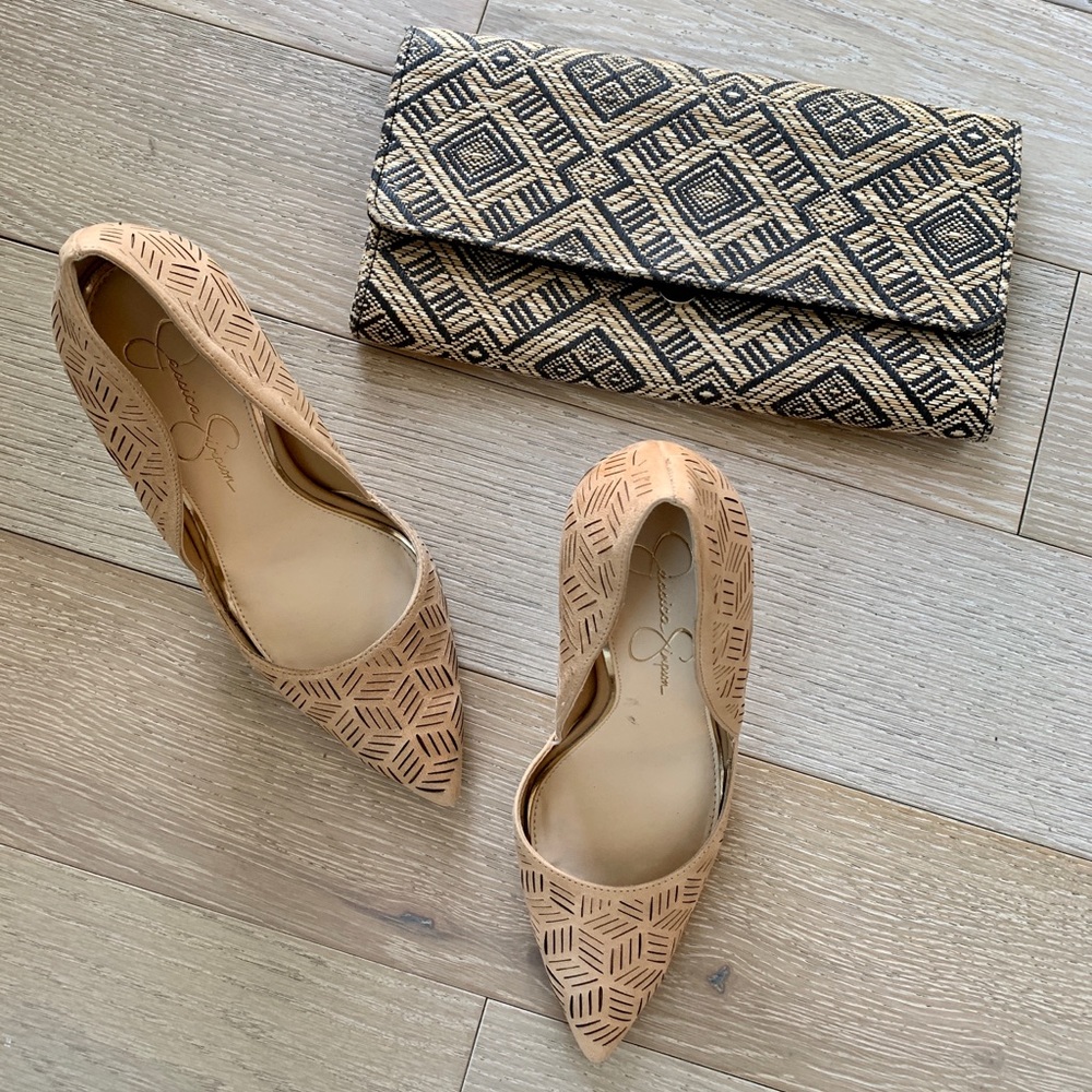 *WORN ONCE* Jessica Simpson Geometric Beige Heel